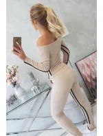 Súprava s dvojitými pruhmi béžová+čierna Súprava s dvojitými pruhmi béžová+čierna