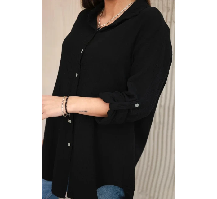 Bavlněná mušelínová košile oversize černý