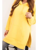 Zateplená mikina s rozparky na bocích žlutá