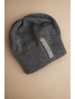 Dámská zimní čepice z vlny s krystaly model 21750400 grafitová - K-Fashion Dámská zimní čepice z vlny s krystaly model 21750400 grafitová - K-Fashion