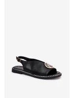 Ploché Elegantní Sandály S Dekorací Černé model 21685756 - Boto