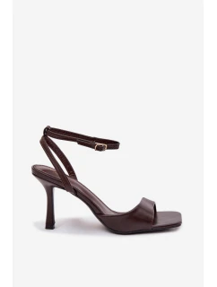 Dámské sandály na podpatku Eko kůže čokoládové Brisora