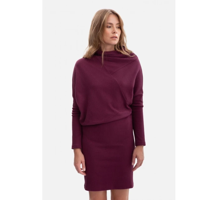 B309 Úpletové blúzkové šaty - slivka B309 Úpletové blúzkové šaty - slivka