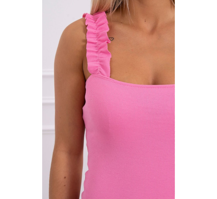 Šaty s volánikmi na ramienkach svetlo ružové
