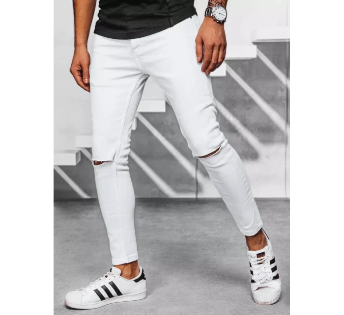 Pánske biele džínsové nohavice FashionStreet UX3922 Pánske biele džínsové nohavice FashionStreet UX3922