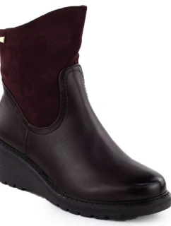 Dámské semišové boty na platformě vínové M.Daszynski model 21905650 - M. Daszyński
