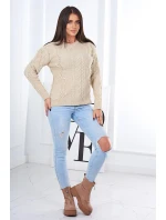 Sveter s pleteninou béžový