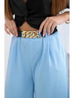 Viskózové nohavice so širokými nohavicami modré Viskózové nohavice so širokými nohavicami modré