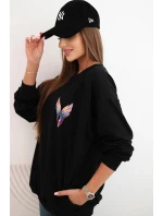 Dámská oversize mikina z bavlny s barevnými model 21421748 na zádech černá - K-Fashion