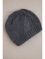 Dámska zimná vlnená čiapka s geometrickým vzorom a jemným leskom K401 tmavosivá