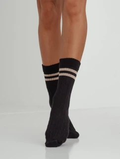 Skarpetki Damskie Warkocz Z Paskami Czarne