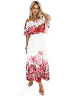 Dlouhé letní španělské šaty s červeným květinovým model 21176213 - numoco basic Dlouhé letní španělské šaty s červeným květinovým model 21176213 - numoco basic