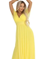 Dlouhé šaty s výstřihem, kosticemi a krátkými rukávy model 21955154 - numoco basic