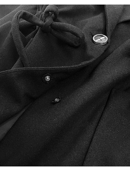 Krátký černý volný dámský kabát model 16148201 - ROSSE LINE