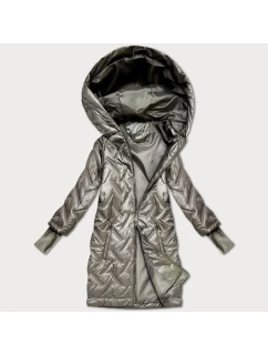 Béžová prešívaná bunda s trapézovým strihom a kapucňou (T2-2290#-62)