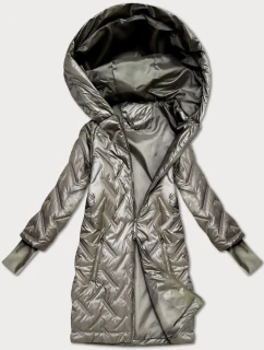 Béžová prešívaná bunda s trapézovým strihom a kapucňou (T2-2290#-62)