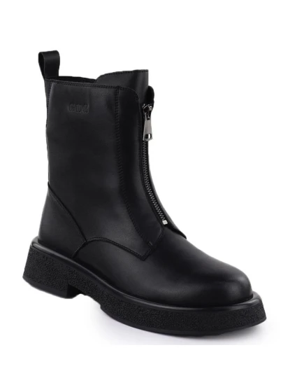 Dámské kožené boty černé model 21905610 - Goe Dámské kožené boty černé model 21905610 - Goe