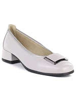 Kožené lodičky na nízkom podpätku sivé Vinceza 18129