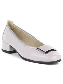 Kožené lodičky na nízkom podpätku sivé Vinceza 18129