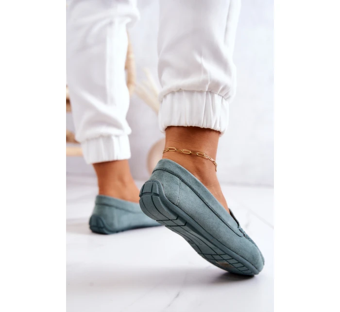 Zamszowe Mokasyny Damskie Miętowe Morreno
