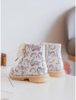 Ocieplane Botki Dziecięce Na Suwak Beżowe Dolida - Kucyki