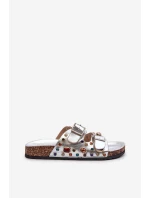 Zdobione Klapki Damskie Z Klamrami S.Barski MY121 Srebrne