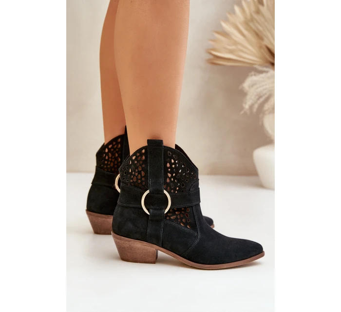 Semišové Kotníkové Boty S Na Podpatku Černé model 21682512 - Zazoo Semišové Kotníkové Boty S Na Podpatku Černé model 21682512 - Zazoo