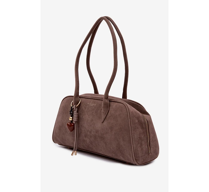 Eko semišová kabelka s přívěskem tmavohnědá Noelia