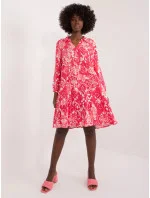 Dámske voľné šaty D73771Z30425A Koralová s bielou - Sublevel