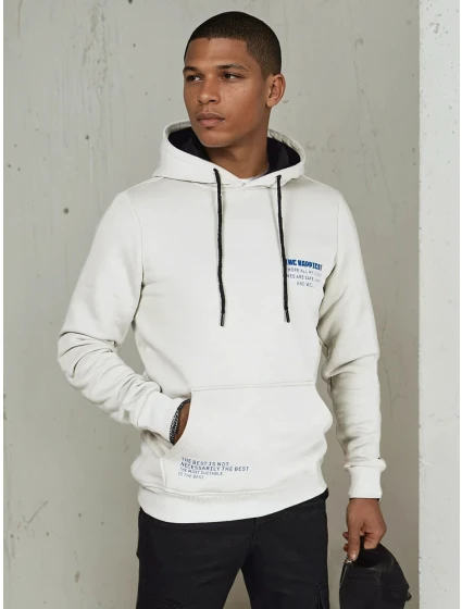 Pánská mikina s kapucí světle šedá model 21976042 - Dstreet