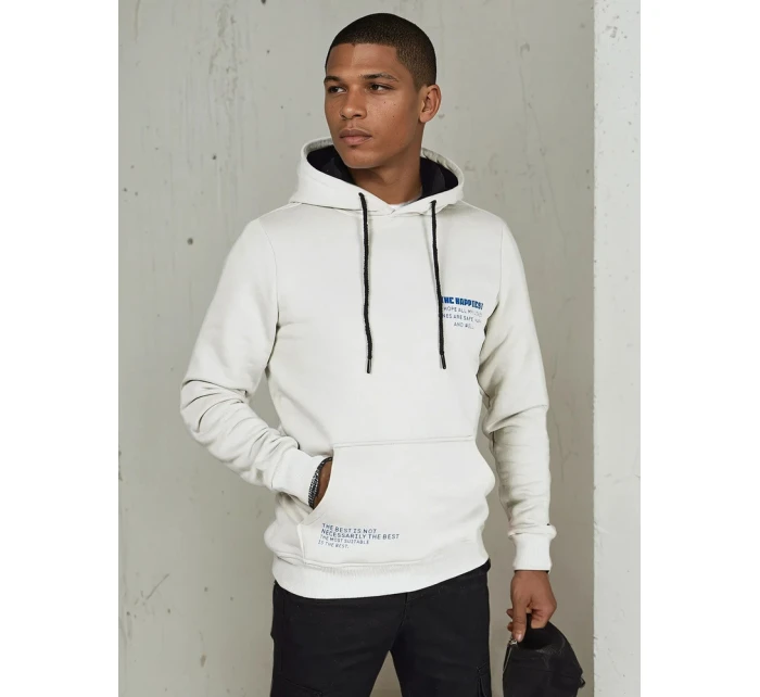 Pánská mikina s kapucí světle šedá model 21976042 - Dstreet