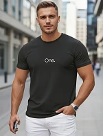 Pánske bavlnené tričko s potlačou čierne FashionStreet NX5125R
