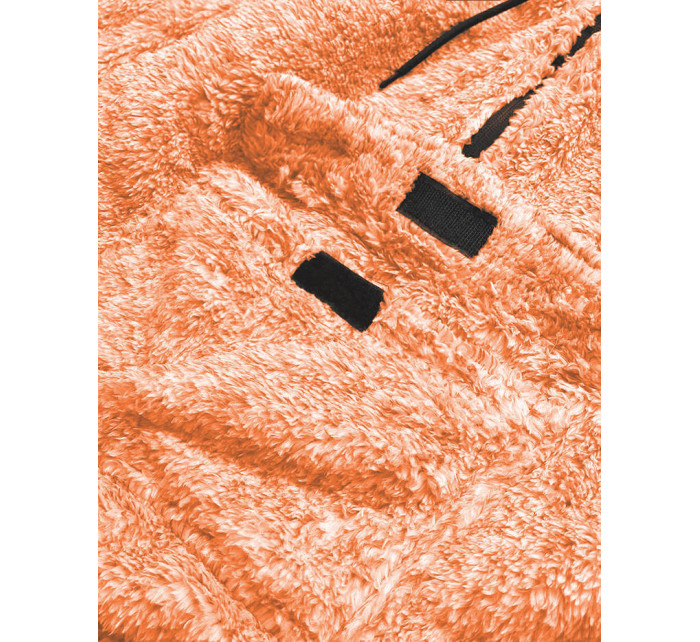 Oranžová melanžová plyšová dámska mikina (HH008-48)