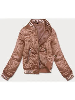 Dámska bunda typu "bomber" v karamelovej farbe (B8123-14)