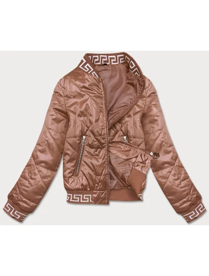 Dámska bunda typu "bomber" v karamelovej farbe (B8123-14) Dámska bunda typu "bomber" v karamelovej farbe (B8123-14)