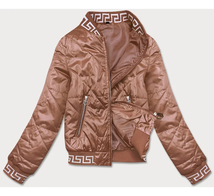 Dámska bunda typu "bomber" v karamelovej farbe (B8123-14) Dámska bunda typu "bomber" v karamelovej farbe (B8123-14)