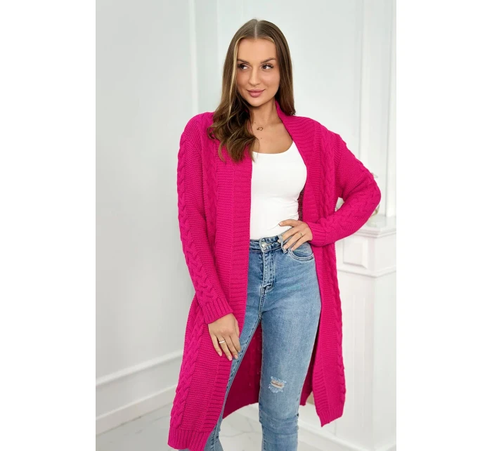 Sveter Cardigan kockovaný kockovaný fuchsiový