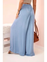 Široké dámske nohavice z viskózy s elastickým pásom z džínsoviny Široké dámske nohavice z viskózy s elastickým pásom z džínsoviny
