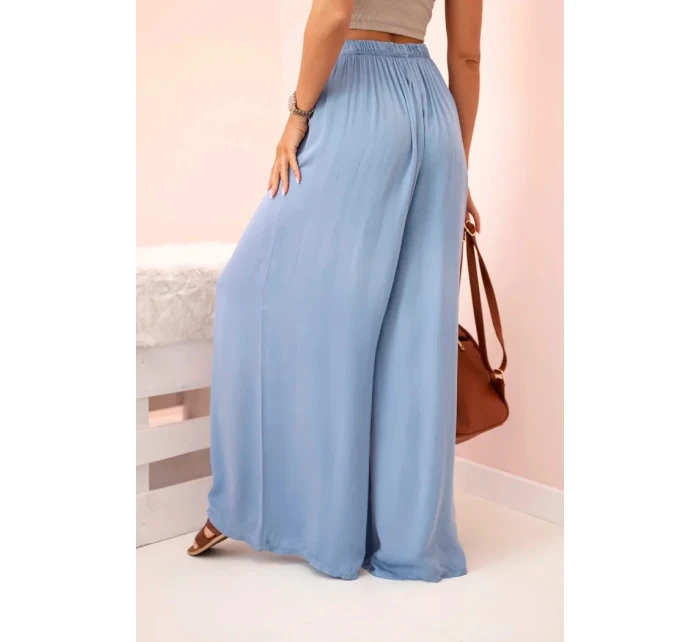 Široké dámske nohavice z viskózy s elastickým pásom z džínsoviny Široké dámske nohavice z viskózy s elastickým pásom z džínsoviny