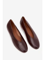 Dámské baleríny z eko kůže na plochém podpatku hnědé model 21710660 - Boto