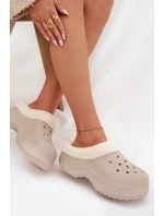 Pěnové dámské pantofle s kožešinou Khaki model 21772610 - Boto Pěnové dámské pantofle s kožešinou Khaki model 21772610 - Boto