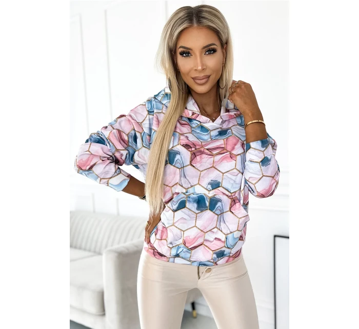 Dámská klokaní mikina s kapucí, zlatými a s  vzorem model 18899071 - numoco