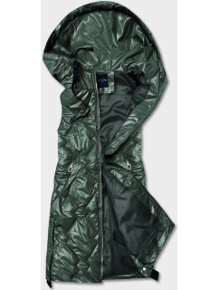 Tmavě zelená dámská vesta s kapucí (6028)