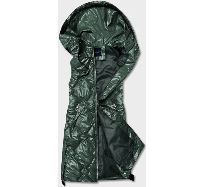 Tmavozelená dámska vesta s kapucňou (6028)