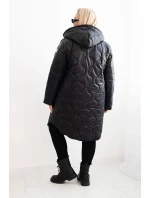 Dámská zimní bunda Plus Size prošívaná s kapucí červená