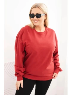 Dámske Plus veľkosť bavlnené základné kolo krku mikina bordová