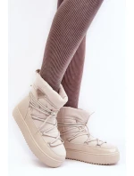 Damskie Śniegowce Na Platformie Z Wiązaniem Beżowe Fleure Damskie Śniegowce Na Platformie Z Wiązaniem Beżowe Fleure