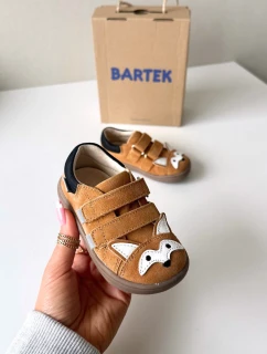 Kožené polobotky Barefoot dětské s motivem lišky Bartek 8600563 světle hnědé