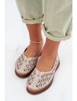 Dámské krajkové baleríny z přírodní kůže model 22026502 šedé - SERGIO LEONE