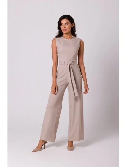 B256 Kombinéza bez rukávov s vreckami - béžová B256 Kombinéza bez rukávov s vreckami - béžová